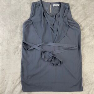 Soaked In Luxury Dress Womens L Gray Erin Draped Cowl Neck Sleeveless Tie Waist